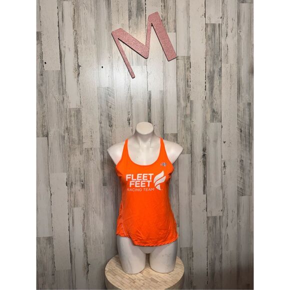 New Balance Fleet Feet Racing Team Chicago Neon Orange Running Tank Top MED - Picture 1 of 7